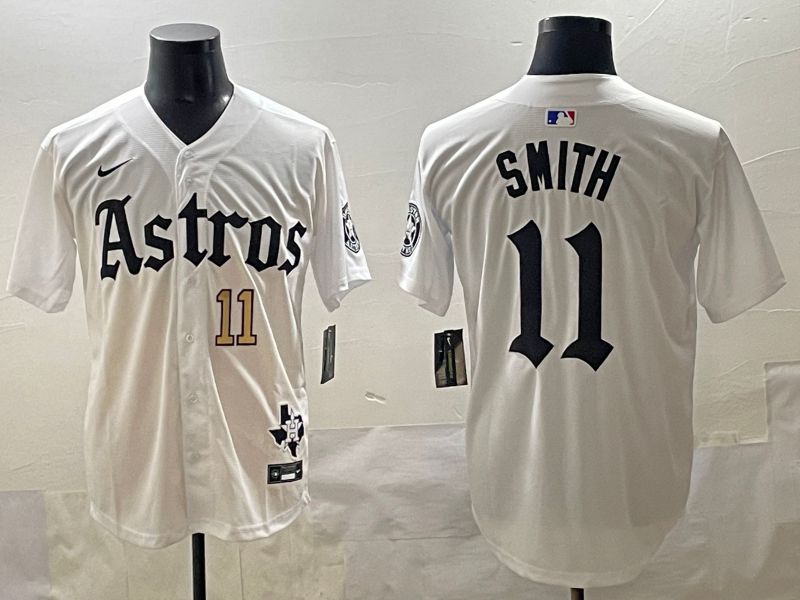Men 2025 Houston Astros 11 Smith White Five generations Joint Name Nike MLB Jersey style 32